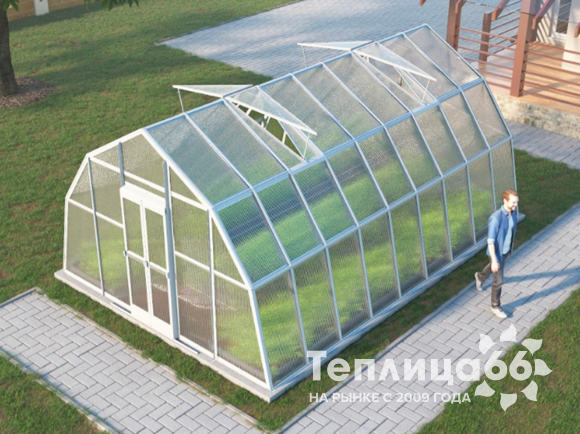 Теплица Рада Каспий из поликарбоната, 4х6 метров, белая